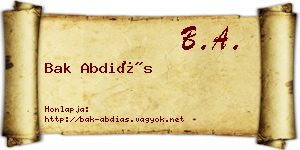 Bak Abdiás névjegykártya